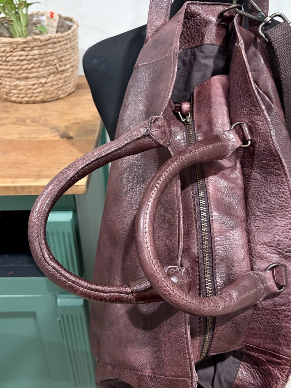Free People Leslie Burgundy Leather Tote - Picture 8 of 12